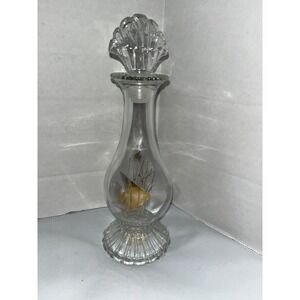Vintage Gold Angel Fish Glass Perfume Bottle Bath Oil Apothecary Decanter‎ Shell